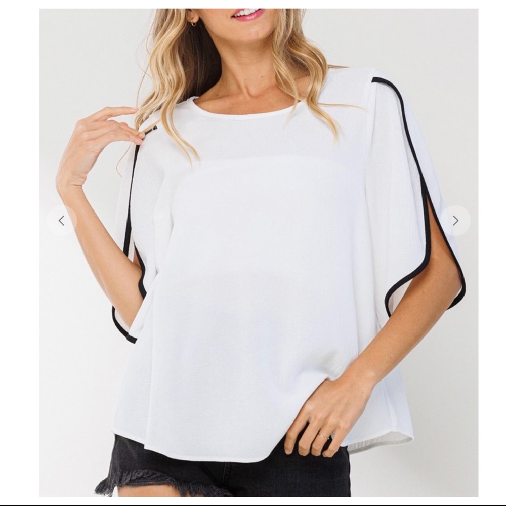 #09 Jamie Boho Color Block Butterfly Sleeve Top - Picture 3 of 5
